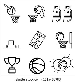 Set of basketball Related Vector Line Icons. 