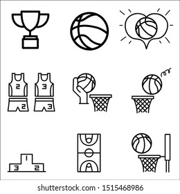 Set of basketball Related Vector Line Icons. 