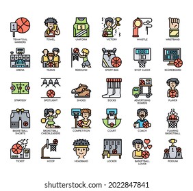 Set of Basketball thin line and pixel perfect icons for any web and app project. 