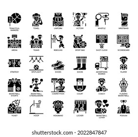 Set of Basketball thin line and pixel perfect icons for any web and app project. 