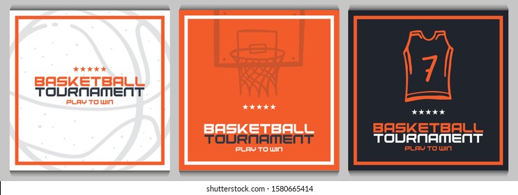 Set of Basketball Tournament banners. Modern sports posters design