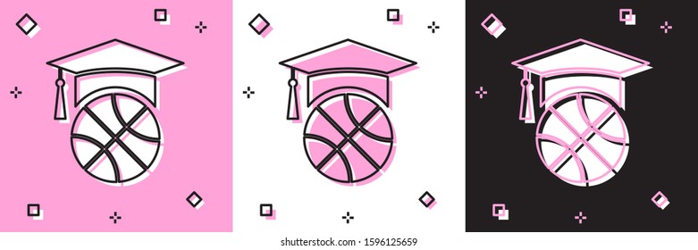 Set Basketball training icon isolated on pink and white, black background.  Vector Illustration