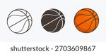 Set of basketball vector. Basketball logo vector. Outline, silhouette and flat vector ball