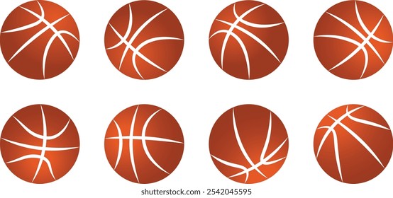 Set basketballs clip art with orange color, vector illustration