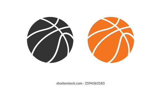 A set of basketballs with different designs for web and mobile app. Basketball ball sign and symbol outline icon flat art design.