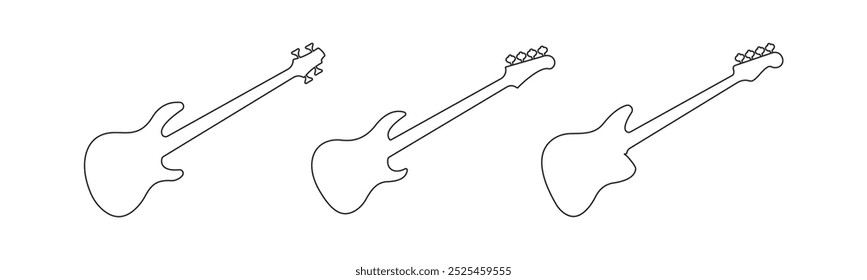 conjunto de baixo guitarra contorno gráfico design ilustração isolado fundo branco