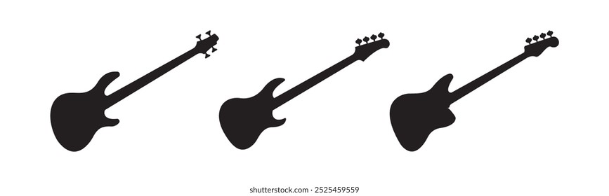 conjunto de baixo guitarra silhueta desenho gráfico ilustração isolado fundo branco