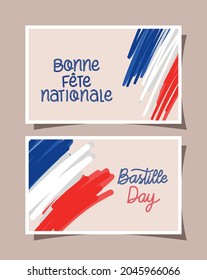 set of bastille day banners