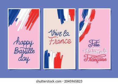 set of bastille day cards