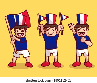 set of bastille day character with optional apprearance. premium kawaii vector