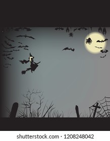 set bat Halloween vector illustration