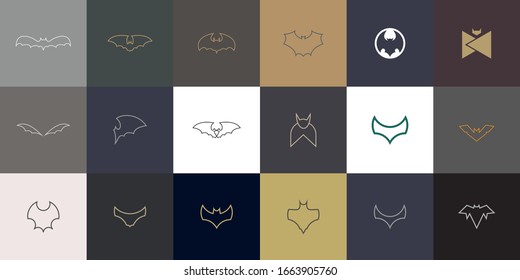 set of bat logo colorful design. abstract icon bat vector illustration.