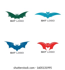 Set of Bat open wings Logo concept elements icon template