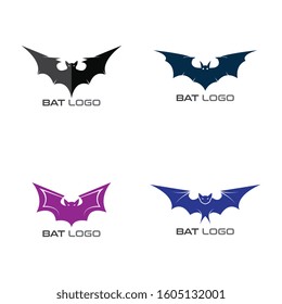Set of Bat open wings Logo concept elements icon template