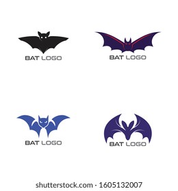 Set of Bat open wings Logo concept elements icon template