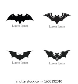 Set of Bat open wings Logo concept elements icon template