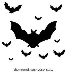 Set of bat silhouette vector