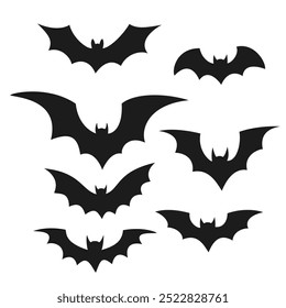 Set of bat silhouettes. Halloween decoration