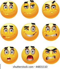 Set of batch from 9 emotion smiles