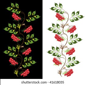 set of batch delicate ornament viburnum. vector petrikovsky ornament