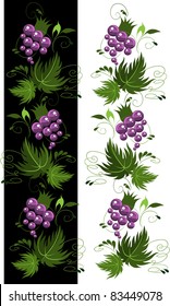 set of batch ornament from grapes on a black and white background