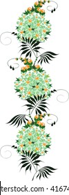 set of batch ornament from green and yellow Flower. vector petrikovsky ornament