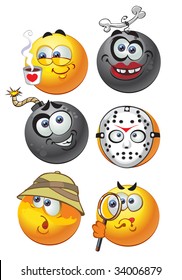 set of batch vector round smiles emotion2