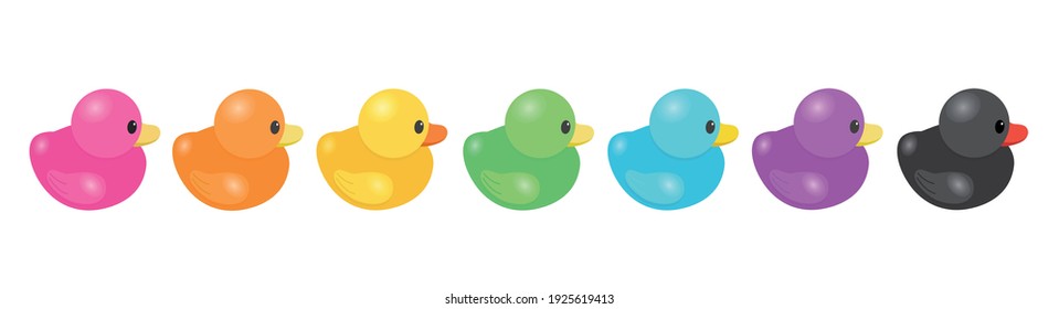 set of bath multicolored rubber ducks