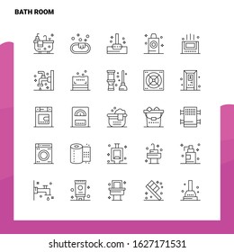 Set of Bath Room Line Icon set 25 Icons. Vector Minimalism Style Design Black Icons Set. Linear pictogram pack.