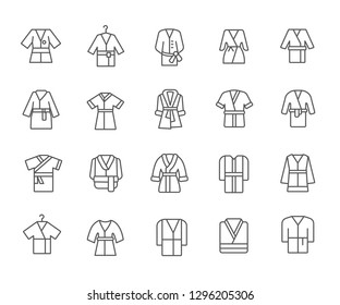 Set of bathrobe Related Vector Line Icons. - Vector 