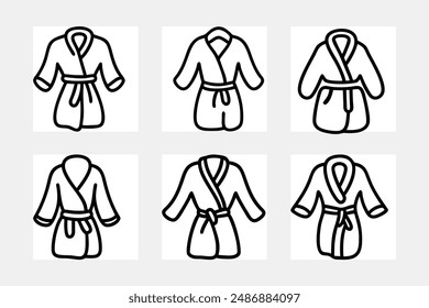 Set of bathrobe vector. Line art vector bathrobe isolated on white background for coloring book