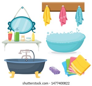 set of bathroom accessories vector illustration
