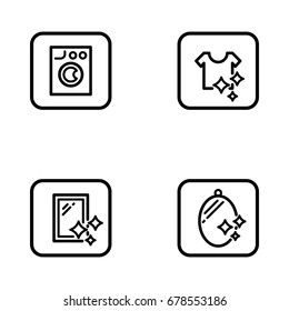 Set of bathroom cleaning vector thin line icons.