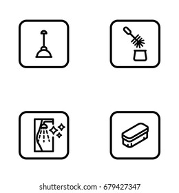 Set of bathroom cleaning vector thin line icons.