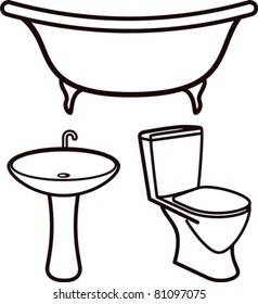 set of bathroom elements