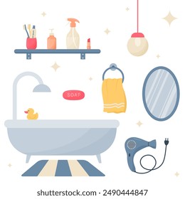 set of bathroom elements vector isolated