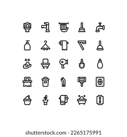 Set of bathroom in house Icon, Logo, and illustration Vector