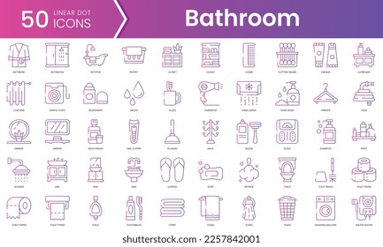 Conjunto de iconos de baño. Conjunto de iconos de estilo de degradado. Ilustración vectorial