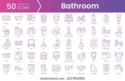 Set of bathroom icons. Gradient style icon bundle. Vector Illustration
