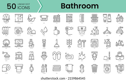 Set of bathroom icons. Line art style icons bundle. vector illustration