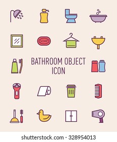 set of bathroom object icon