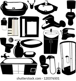 set of bathroom objects vector