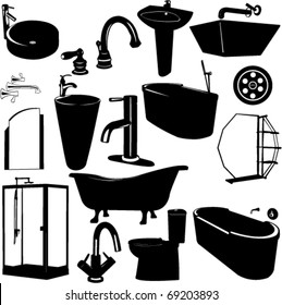 set of bathroom objects vector