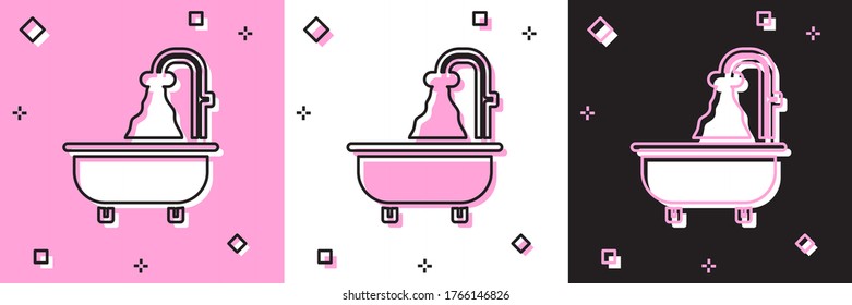 Set Bathtub icon isolated on pink and white, black background. Vector