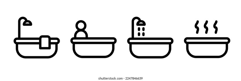 Set of bathtub icon in simple style