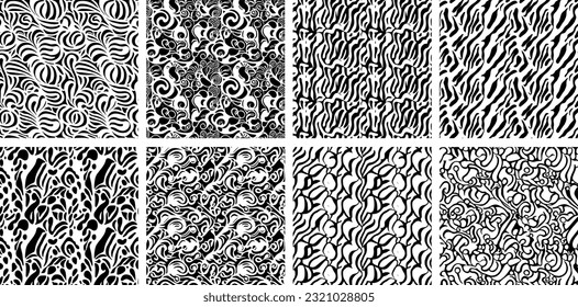 Set of Batik pattern designs. Abstract traditional motifs for fabric