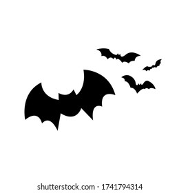 Set of bats flat vector icon illustration isolated on white background