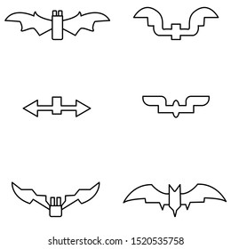 Set bats to halloween black line on white background vector illustration