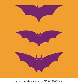 Set of bats for Halloween designs. Various forms of bats. Halloween party, October 31st. Elements for postcards, banners, posters, party invitations. Logo