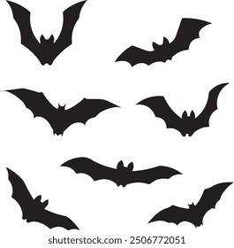 Set of bats for Halloween - Silhouette in black